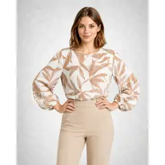 MARWAL - Blusa Jannis , by , Color Nacar / Estamp. Beige