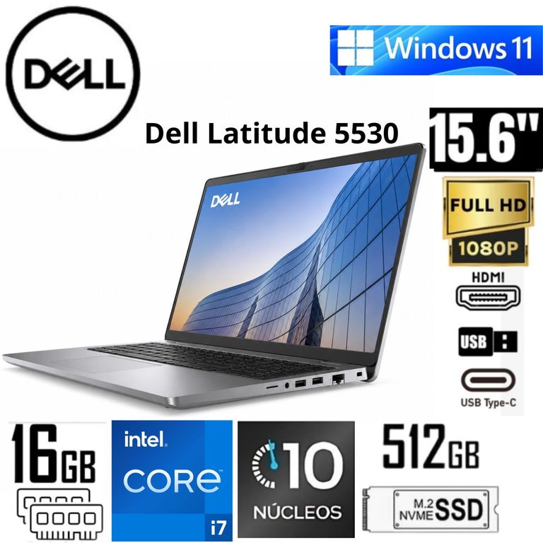 Notebook Latitude 5530 15.6' FHD LED i7-1265U 3.60GHz 16GB DDR4-3200MHz VPRO 512GB