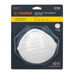 TRUPER - Blíster con 10 cubrebocas para polvos tipo concha, - 19752