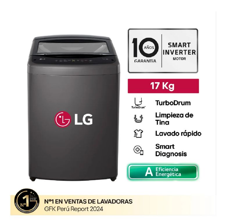 LAVADORA 17 KG CARGA SUPERIOR WT17BVTB NEGRO CLARO