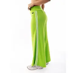 KINETIX - Pantalón Palazzo Urbano Algodón Pima Verde Limón Mujer
