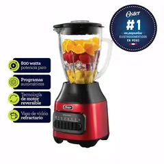 OSTER - Licuadora Función pica hielo 1.5L de 6 Velocidades +Pulso BLSTPEGCPB Rojo