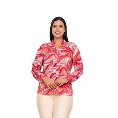 VICCI - Blusa ml Lucya rayon rojo estampada