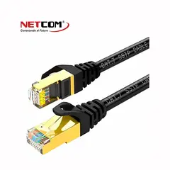 NETCOM - PATCH CORD ETHERNET CAT7 SSTP DE 10 METROS 10GBPS 23AWG NEGRO