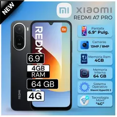 XIAOMI - Celular Redmi A7 Pro 6.9" Pulg. 4GB RAM 64GB HyperOS 3 - Negro
