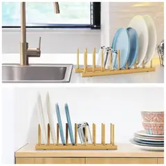 INSPIRA MARKET - Estante Escurridor de Platos de Bambú para Cocina