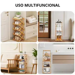 INSPIRA MARKET - Zapatera Plegable Organizador de Bambú 5 Niveles