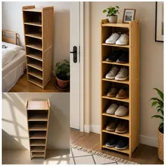INSPIRA MARKET - Zapatera Organizador de Zapatos de Madera Bambu 7 Niveles