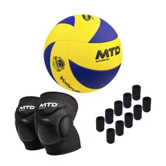 MTD - KIT VÓLEY PRO PELOTA PU THERMOSELLADO #5 + RODILLERA GEL + 10 NUDILLOS JUNIOR