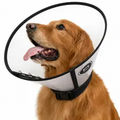 GENERICO - Collar isabelino tipo cono para mascotas perros y gatos negro talla S