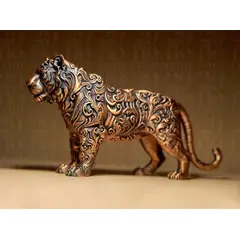GENERICO - ADORNO EXCLUSIVO TIGRE DORADO 23cm x 11cm x 44cm