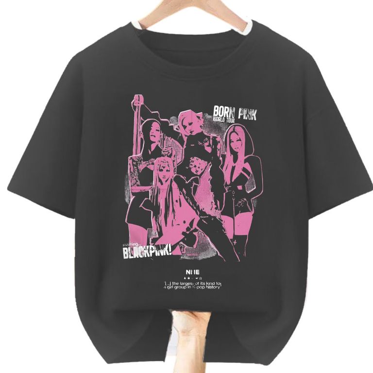 Polos Algodon Blackpink Kpop Negro - Tallas 6 hasta XL