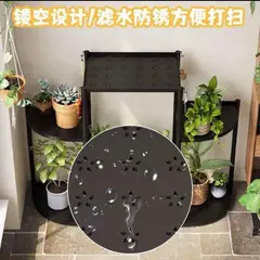 GENERICO - Porta Macetas de Plástico con Soportes Metálicos 5 Niveles para Interior y Exterior Negro