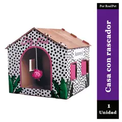 GENERICO - Casita con Rascador para Gatos Amanova Carton Rosa