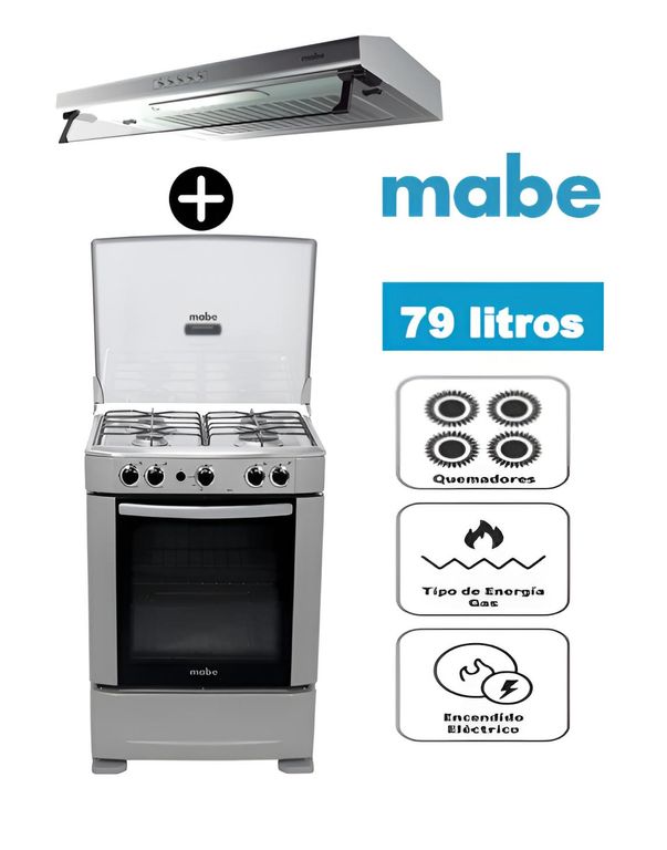 Cocina CMP6012AG0 a Gas de Pie 60 cm 4 Quemadores Silver + Campana