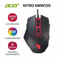 ACER - Mouse Gamer Nitro NMW120 RGB 4200dpi 8 BOTONES