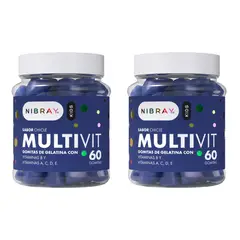 NIBRAY - Multivitamínico B1 B2 B6 B9 B12 A D C y E Kids 2 Frascos