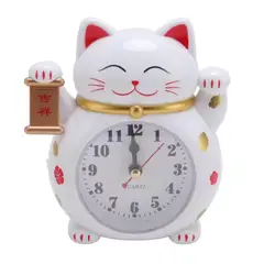 GENERICO - Reloj Despertador Gato Suerte Decoración Japonesa Quartz Escritorio Habitación