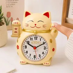 GENERICO - Reloj Despertador Gato Suerte Decoración Japonesa Quartz Escritorio Habitación