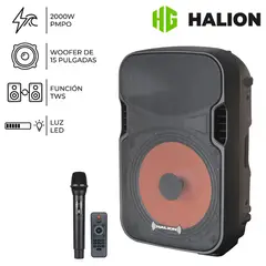 HALION - Parlante Activo PHA 15K USB SD BT Directo AC Full Volumen sin Limites