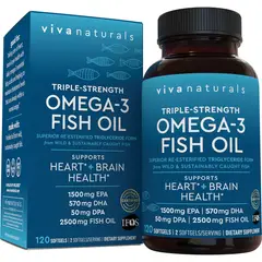 GENERICO - Viva Naturals Suplemento de aceite de pescado Omega 3 2500 mg 120 sofgetls