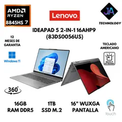 LENOVO - LAPTOP IDEAPAD 5 2 EN 1 AMD RYZEN 7 8845HS 16GB RAM 1TB SSD 16" WUXGA WIN 11 AMERICANA