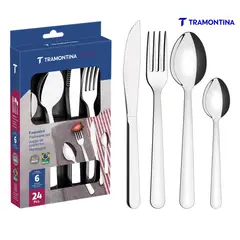 TRAMONTINA - Cubiertos de Acero Inoxidable 24 pzas