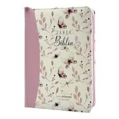 GENERICO - Biblia Reina Valera 1960 Portátil con Cierre Rosa Mariposas, Índice, Letra Grande RVR60 Letra Grande 11 puntos