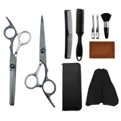 GENERICO - Set de Tijeras Profesionales con Accesorios Peluqueria 10 pzas