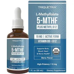 GENERICO - L Metilfolato 15mg Plus Metil B12 Cofactor  Alta Sublingual Forma Activa 5-MTHF