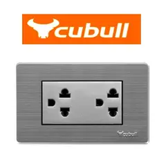 CUBULL - PACK X 10 UND : TOMACORRIENTE DOBLE CON LÍNEA A TIERRA GRIS A5-021