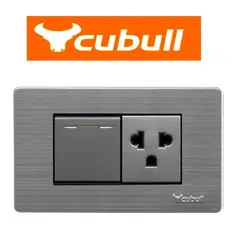CUBULL - TOMACORRIENTE L/T + INTERRUPTOR SIMPLE MIXTO GRIS A5-027