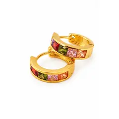GENERAL - Argollas Huggie Aurora Acero Quirúrgico 316L Multicolor Intenso