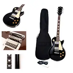 SMIGER - Guitarra Eléctrica Les Paul LG9 P1 Color Negro con Funda Acolchada y Pastillas Contraplacadas
