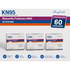GENERICO - PACK 60 UNIDADES MASCARILLAS INDIVIDUALES KN95 BAYFIELDS - COLOR BLANCO