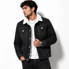 GENERICO - Casaca Jeans Hombre Premium con Forro de Peluche Sherpa