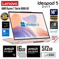 LENOVO - Laptop Ideapad 5 2 en 1 AMD Ryzen 7 8845HS 16GB LPDDR5 RAM 512GB SSD 14" WUXGA - 83DR005ULM