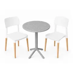 SIMET - Pack de Comedor / Mesa TURIN GRIS + 2 sillas VERONA BLANCO