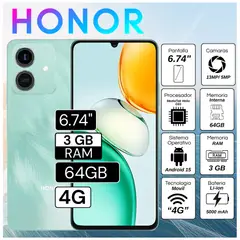 HONOR - Celular Play 10 6.74" Pulg. 3GB RAM 64GB Android 15 - Azul Cian