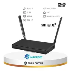 MIKROTIK - Router Wifi 6 Hap Ax³ Ax5400 Doble Banda Con 5 Puertos ,Cpu Quad Core 1.8Ghz,Nivel 6