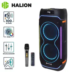 HALION - Parlante Torre HA-844 Mambo 02 Boufer 8" USB BT TWS 01 MICRÓFONO