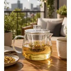 GENERICO - Tetera Infusora de Vidrio Borosilicato 550ML con Filtro y Tapa