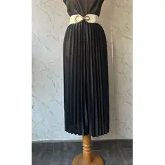 GENERICO - Falda larga plisada beige tiro alto minimalista - Falda Paulina
