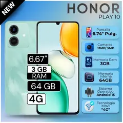 HONOR - Celular Play 10 6.74" Pulg. 3GB RAM 64GB Android 15 - Azul Cian
