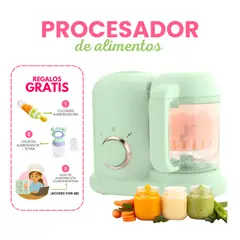 GENERICO - Procesador de Alimentos 3 en 1 para Bebés REGALOS: CUCHARA ALIMENTADORA + CHUPÓN ALIMENTADOR / VERDE