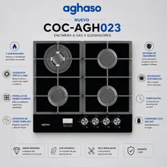 AGHASO - ENCIMERA COMPACTA 60CM 4 HORNILLAS