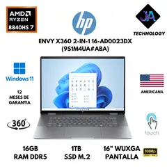 HP - LAPTOP ENVY X360 16-AD0023DX RYZEN 7 8840HS 16GB RAM 1TB SSD 16" FHD TS WIN 11 AMERICANA