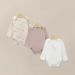 OPALINE - Pack Bodies Bebé Niño Beige