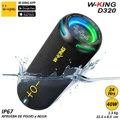 W KING - W-King D320 40W RMS Parlante Bluetooth 5.3 Portátil IP67 WKing