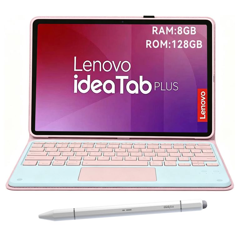 Tablet Idea Tab Plus 8GB+128GB WiFi 12.1 Plata+Teclado Rosa+Lápiz táctil